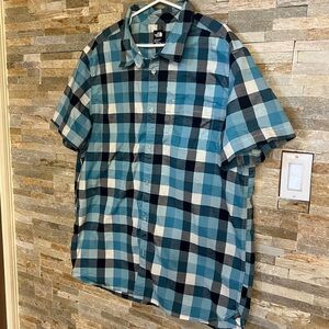 Men’s Checkered The North Face Button Down Casual Short Sleeve Shirt